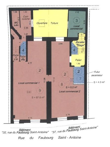 Bureaux à louer Bastille (Métro ligne 1) de 98m² Plan 1