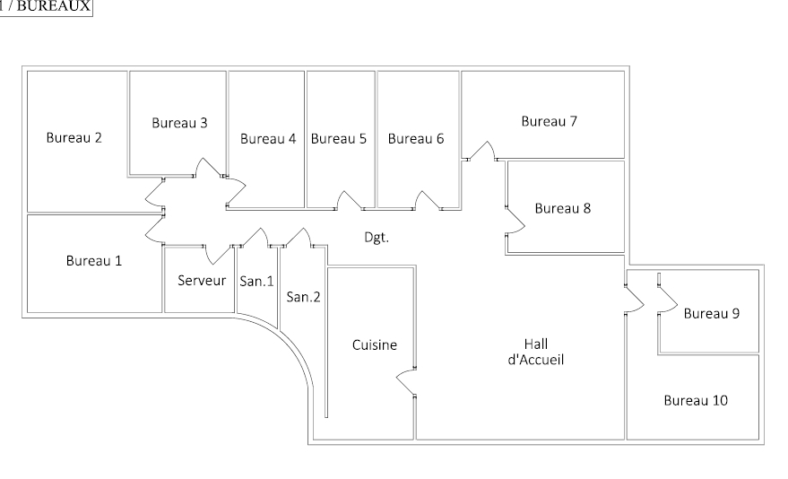 Bureaux à louer Poissonnière (Métro ligne 7) de 225m² Plan 1