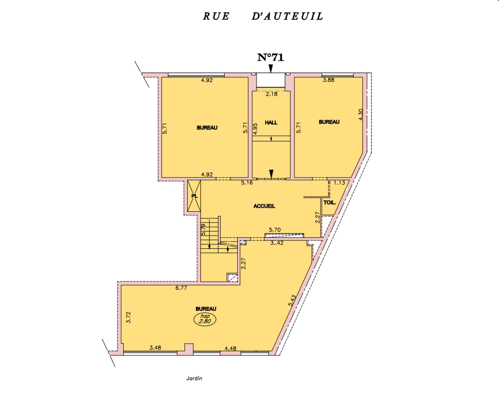 Bureaux à louer Michel-Ange-Auteuil (Métro ligne 9) de 362m² RDC