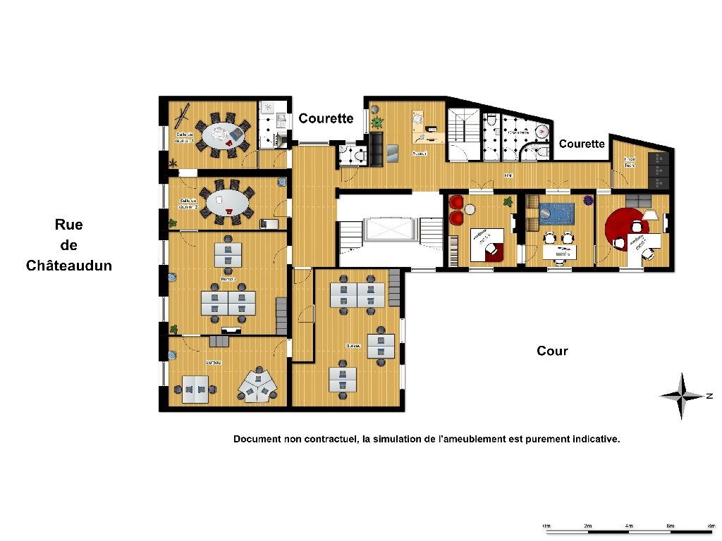 Bureaux à louer Le Peletier (Métro ligne 7) de 222m² Plan d'aménagement 2ème étage