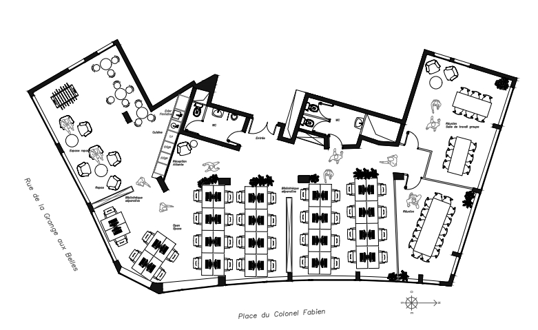 Bureaux à louer Colonel Fabien (Métro ligne 2) de 230m² Plan 1