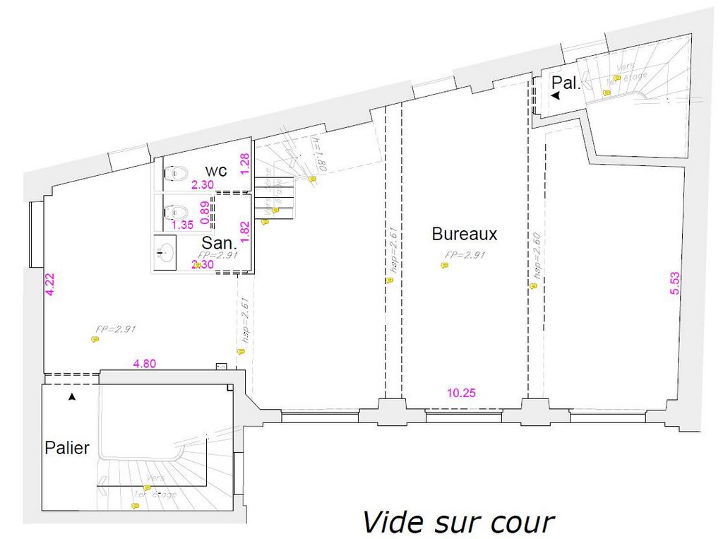 Bureaux à louer Montparnasse-Bienvenue (Métro ligne 4) de 275m² Plan 1