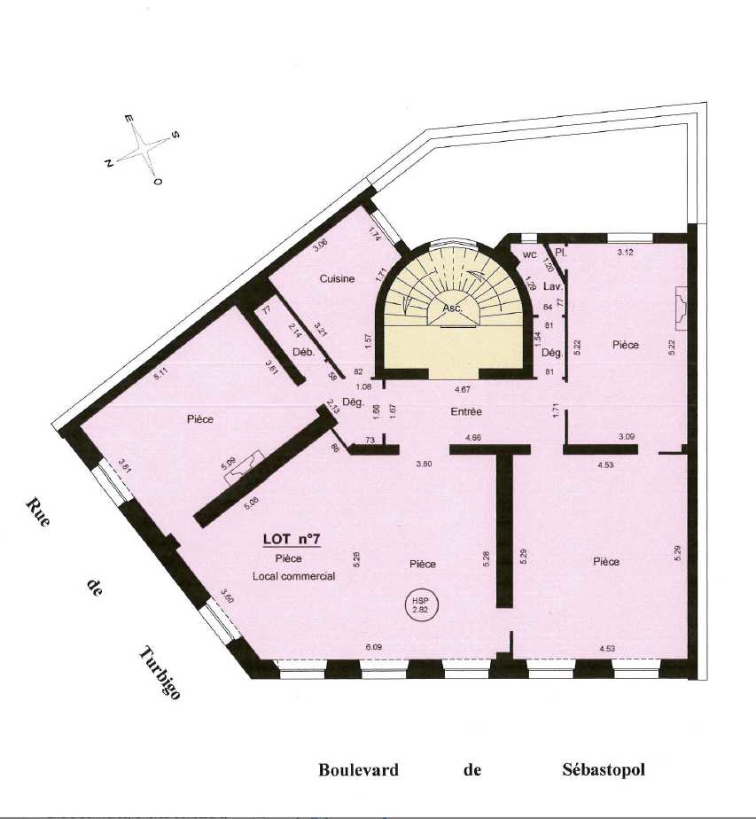 Bureaux à louer Réaumur-Sébastopol (Métro ligne 3) de 120m² Plan 1