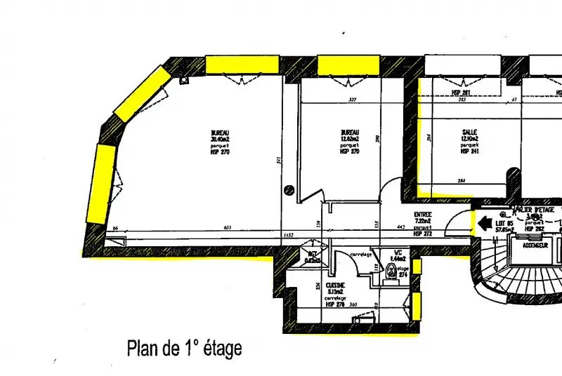Bureaux à louer Chatelet-Les Halles (RER A) de 60m² Plan 1