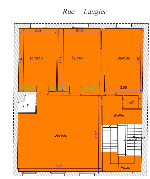 Bureaux à louer Ternes (Métro ligne 2) de 451m² plan 1er étage