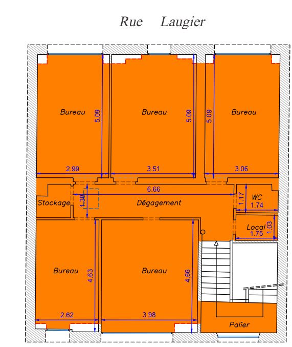 Bureaux à louer Ternes (Métro ligne 2) de 451m² plan 2ème étage