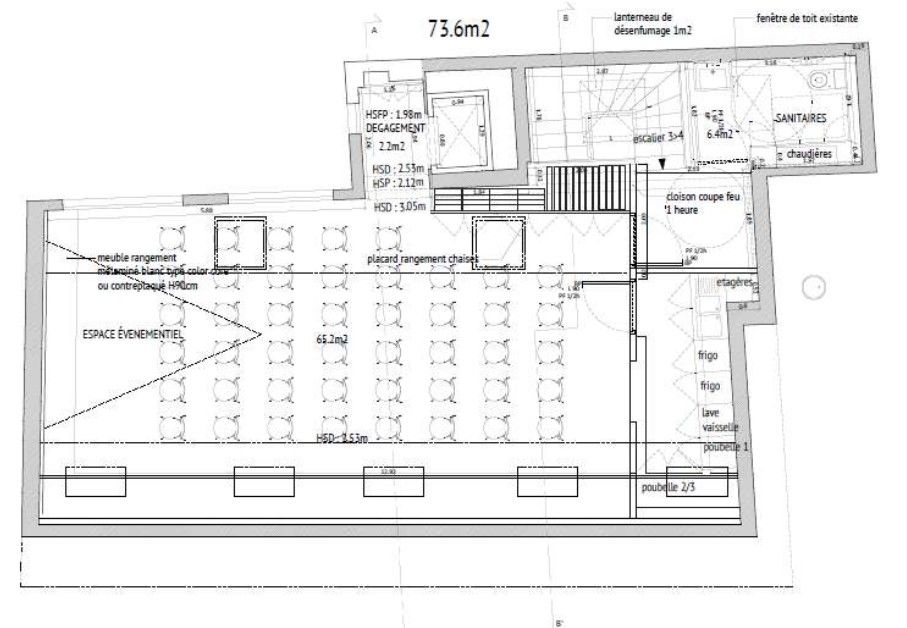 Bureaux à louer Réaumur-Sébastopol (Métro ligne 3) de 340m² Plan surface 4ème étage