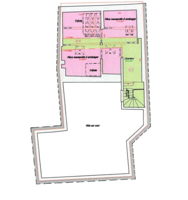Bureaux à vendre Cluny-La Sorbonne (Métro ligne 10) de 330m² PLAN DES COMBLES